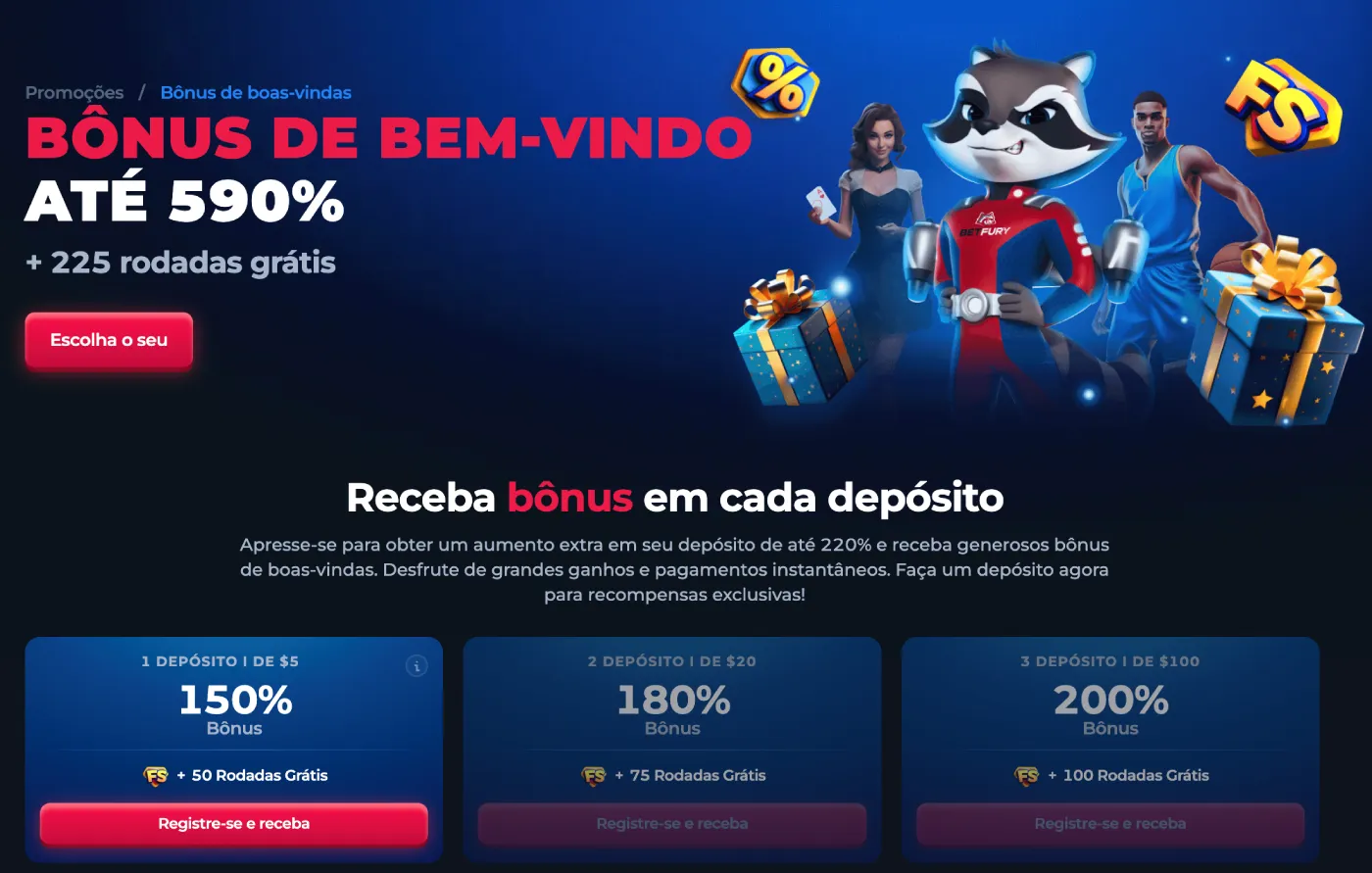 Bônus de boas-vindas BetFury até 590%
